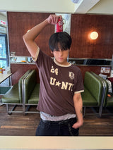 Untitled Heritage Crest Ringer Crop Short Sleeve Brown