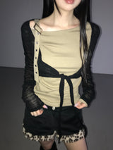 ストラップシャーリングアンバルトップ(4 color)