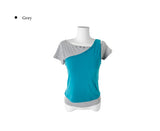 [SET] Resin Unbalanced Sleeveless One Shoulder Button Short Sleeve T-shirt