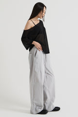ニットワンショルダーTシャツ, Black