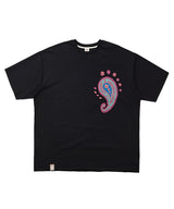ペイズリー柄カットアウト 1/2 Tシャツ (Black)