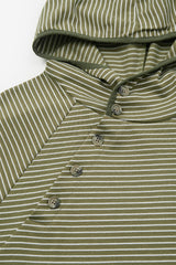 アシンメトリックボタンラグランフーディー