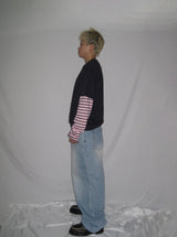 Stripe Layered Long Sleeve T-Shirt (3c)
