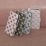 Rose Rose Dot Mint Chocolate Brown Vintage Diary Leather Wallet Phone Case
