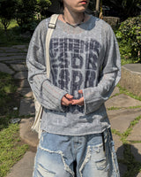 ルネラペインティングシースルーニット