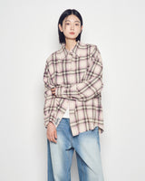 25FW ディストレスチェクコットンシャツ ベージュ