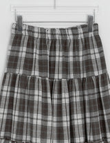 Giet Frill Banding Check Long Skirt