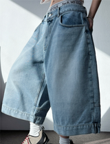 UP SIDE DOWN BACK PATCH CARGO BALLOON DENIM BERMUDA 🩵🖤2COLOR