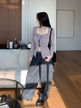 Holy Square Ribbon Corset Long Sleeve T-shirt