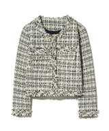 85-VIVAJ048 Multi-Color Crop Tweed Jacket Black