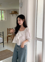 #Fairy Ribbon Puff Long Sleeve Blouse (4color)
