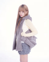 Fluffy hood muffler (gray)