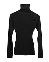 Open Button Slim Turtleneck