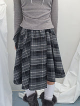 Charcoal Blend Checkered Layered Skirt