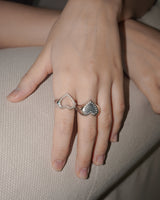 [925SILVER] COOKIE FRAME HEART STUD RING