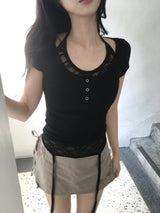 See-through lace tank top