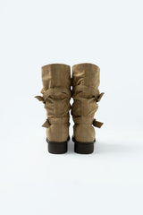 Suede buckle boots_beige