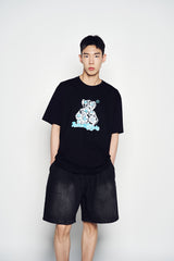 25SS ワイドベーシックデニムショートパンツ ブラック