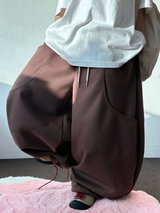 HIGH QUALITY✨ダブルポケットスウェットオーバーバルーンワイドロングパンツ - 6 COLORS