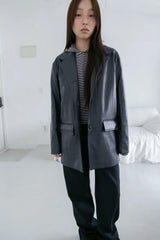 regular leather jacket(2colors)