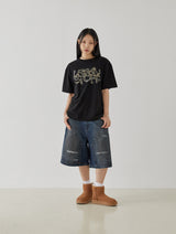 Double Knee Bermuda Pants (Dirty Blue)