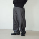 stripe curved wide slacks
