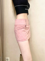 1386. Suede low pocket mini sk (2color)