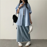 Sundy Charlang Cool Denim Long Skirt [Short & Basic Selection] Lyocell Fabric