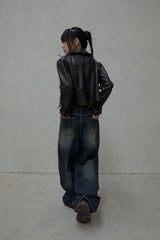 Pocket reverse denim pants