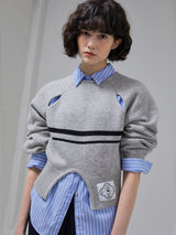[LINE] Cut Out Line Knit Pullover (2colors)