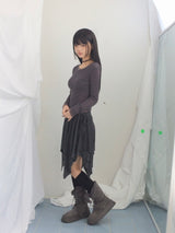 stripe ribbonline wave skirt