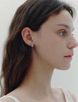 26SS★ Champagne Full Moon Silver (W) Duo Earrings S