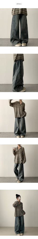 [Short & Long Selection*] Veron Side Incision Denim Semi-Wide Pants