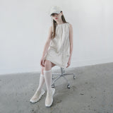 Cream Ruffle Mini Dress
