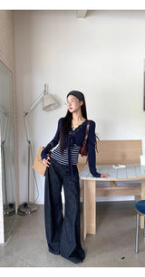 Bolero Layered Stripe Long Sleeve Top