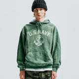 USN VTG DYEING HOODIE DUSTY GREEN