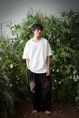 エッセンシャル プリーツ Uネック 1/2 Tシャツ (Off-White)