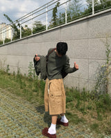 コーデュロイスリムヘンリーネックロングスリーブj