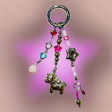 Punk pink horse keychain
