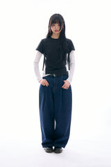 Oberon pintuck balloon denim pants
