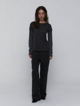 Layered Long Sleeve Top_Charcoal