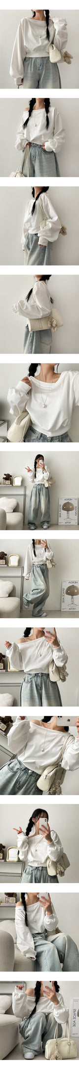 Rank Off Shoulder Crop Sweatshirt