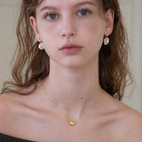 Gold heart point drop chain necklace