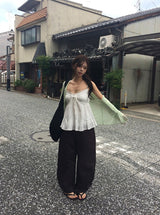 Soven Curved Balloon Cotton Wide Pants