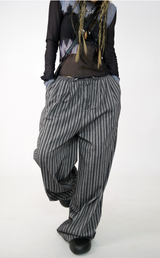 pleats stripe banding pants(3color)