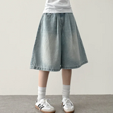 Meli Pintuck Denim Bermuda Shorts [Short & Long Selection*]