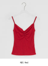 Orr Eyelet Punching Shirring V-Neck Strap Sleeveless