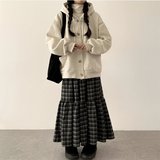 Ronnie checkered frill long skirt