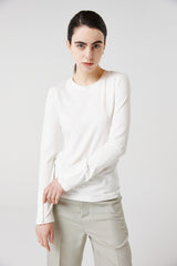 modal button long sleeve top_white