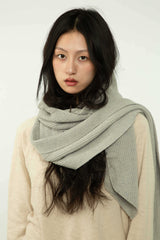 Yak Wool Ribbed Hooded Scarf
